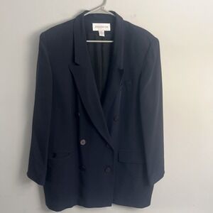 Jones New York  Blazer Navy Double Breasted  Long Sleeve Jacket 18w